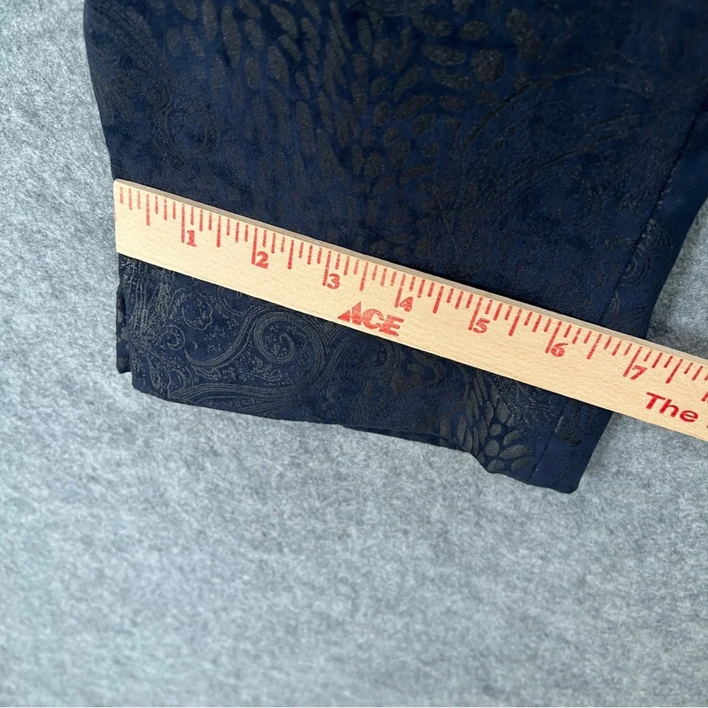 ROBELL Marie Slim Fit Trousers Paisley Jacquard Dark Blue Women's Size US 14